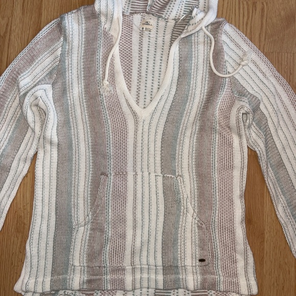 Women’s O’Neill Cable Knit V-Neck Long Sleeve Hooded Top / Hoodie / Sweater S-M - Picture 4 of 7